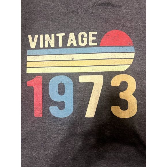 Retro Design Womens Birthday Gift Vintage Retro 1973 V-Neck T-Shirt:NWOT - Picture 2 of 4